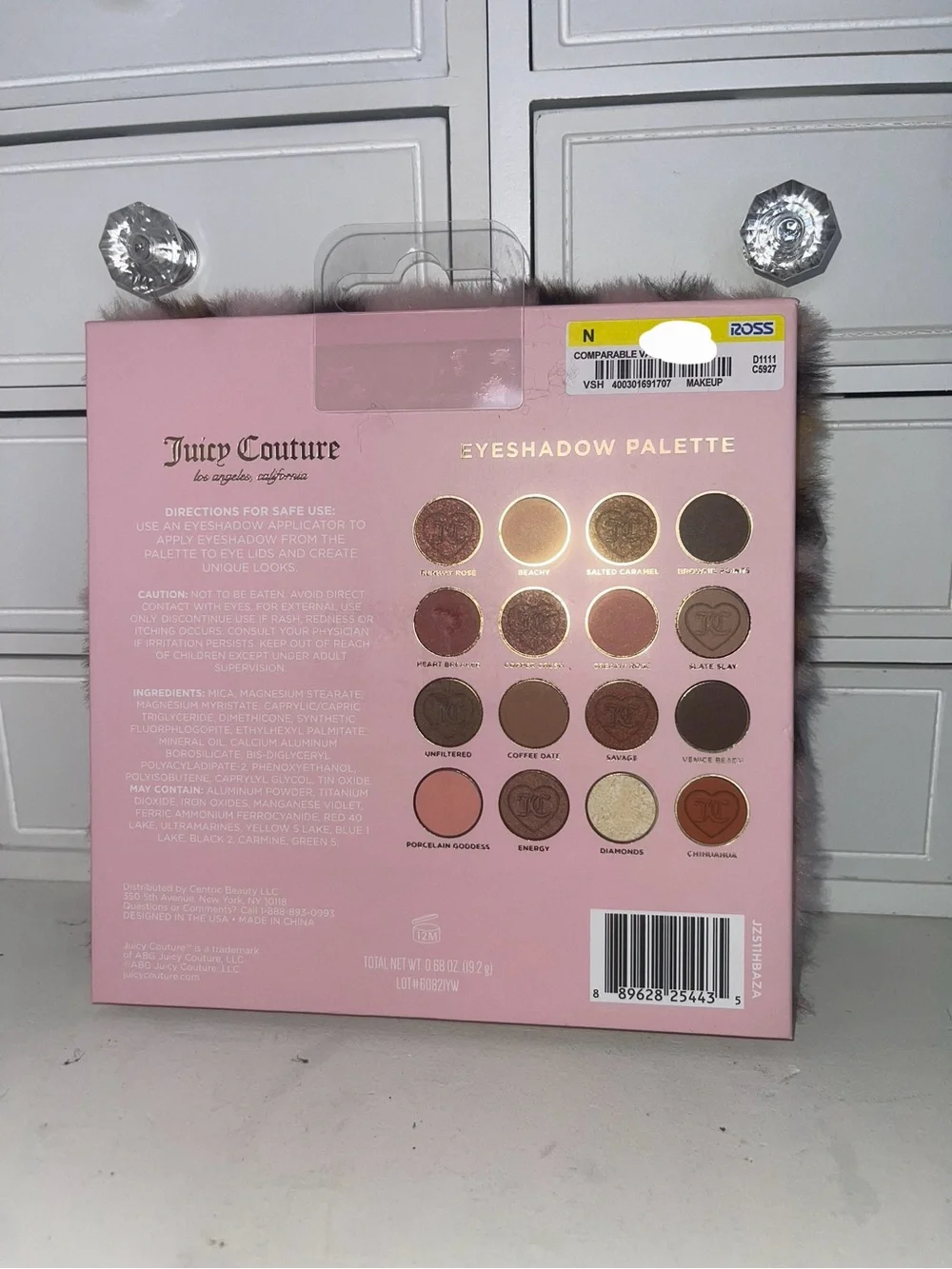 NWT Juicy Couture Pink Eyeshadow Palette with Furry Cover